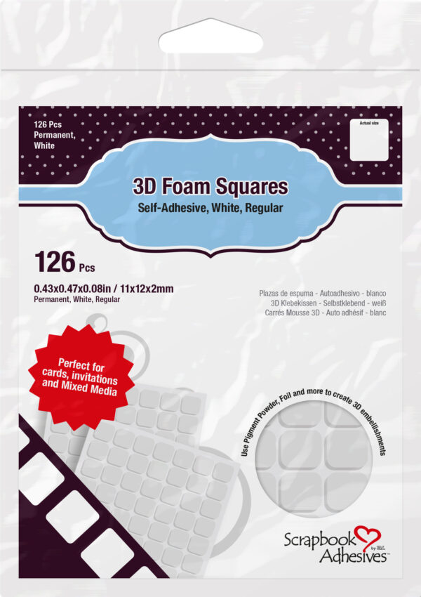 Scrapbook Adhesives 3-D Foam Squares White Regular
