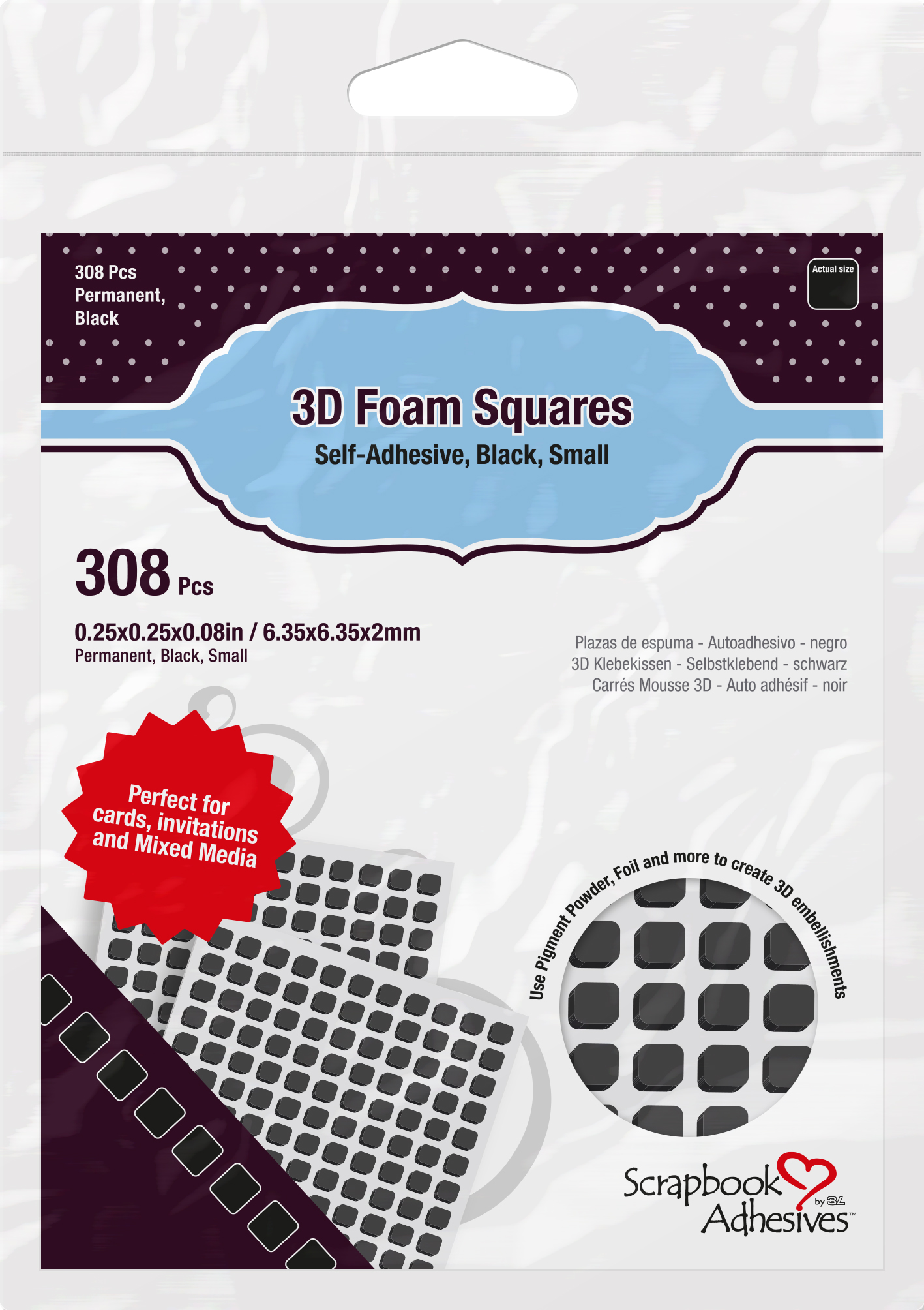 Scrapbook Adhesives 3-D Foam Squares Black Small