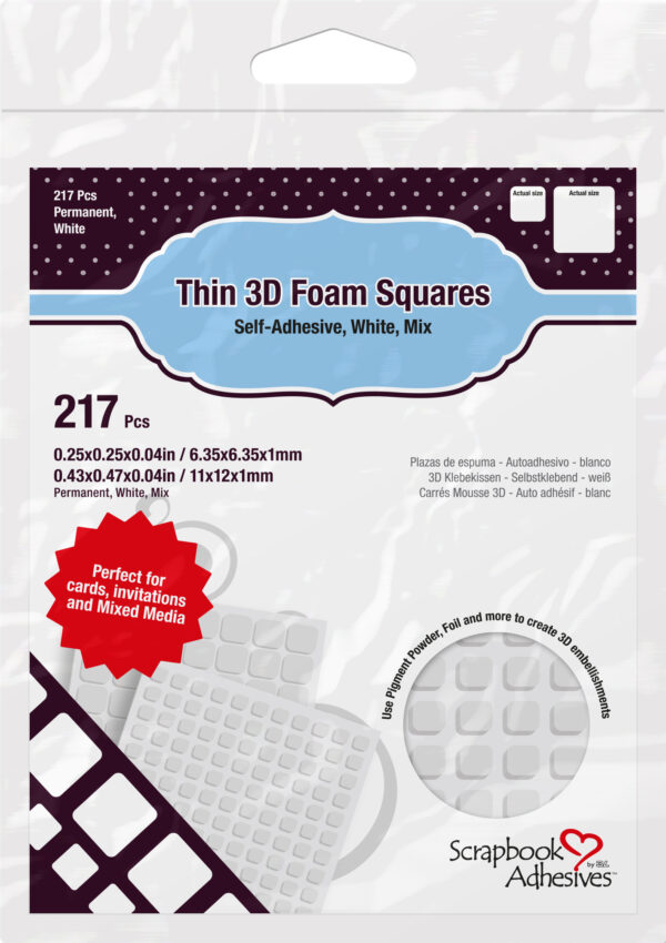 Scrapbook Adhesives 3-D Foam Squares Thin White Mix