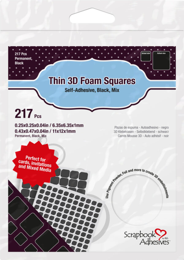 Scrapbook Adhesives 3-D Foam Squares Thin Black Mix