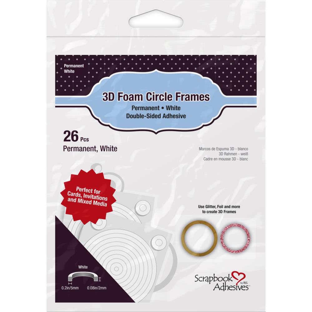 Scrapbook Adhesives 3-D Foam Circle Frames White
