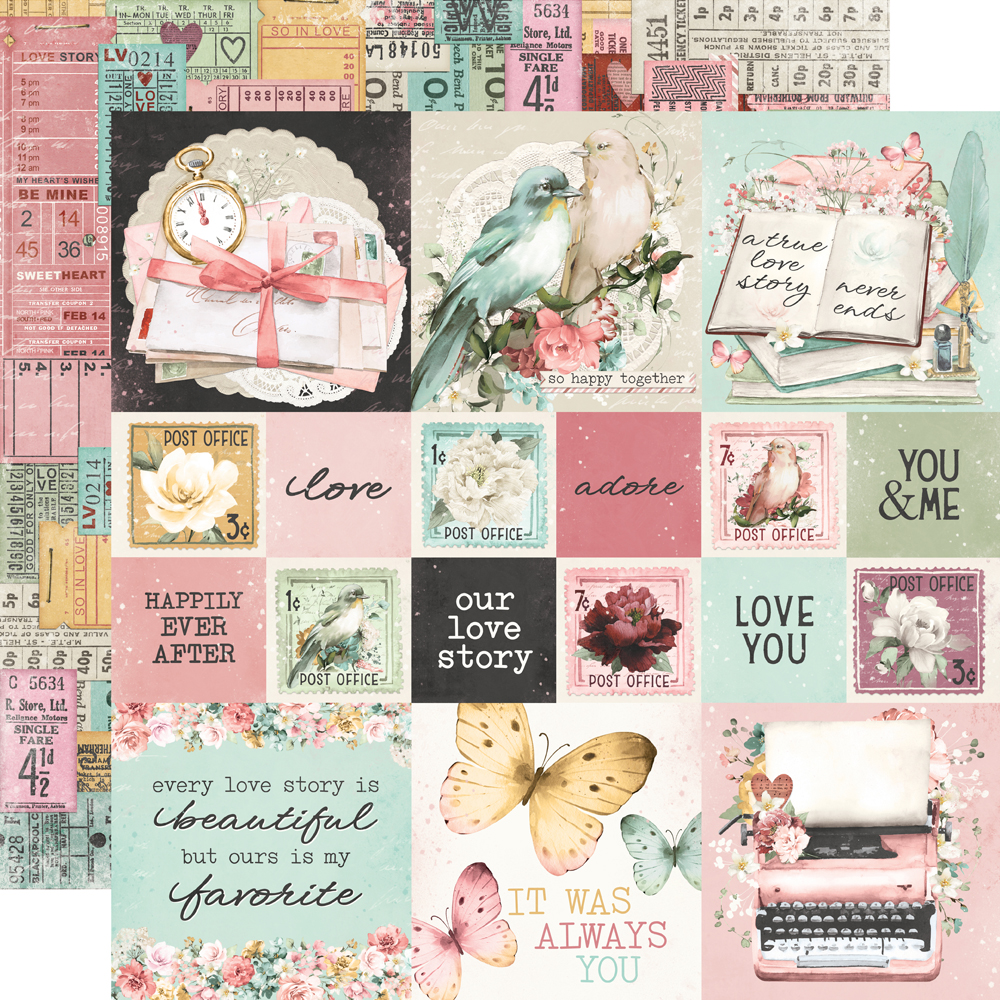 Simple Stories Simple Vintage Love Story 12X12 2X2/4X4 Elements