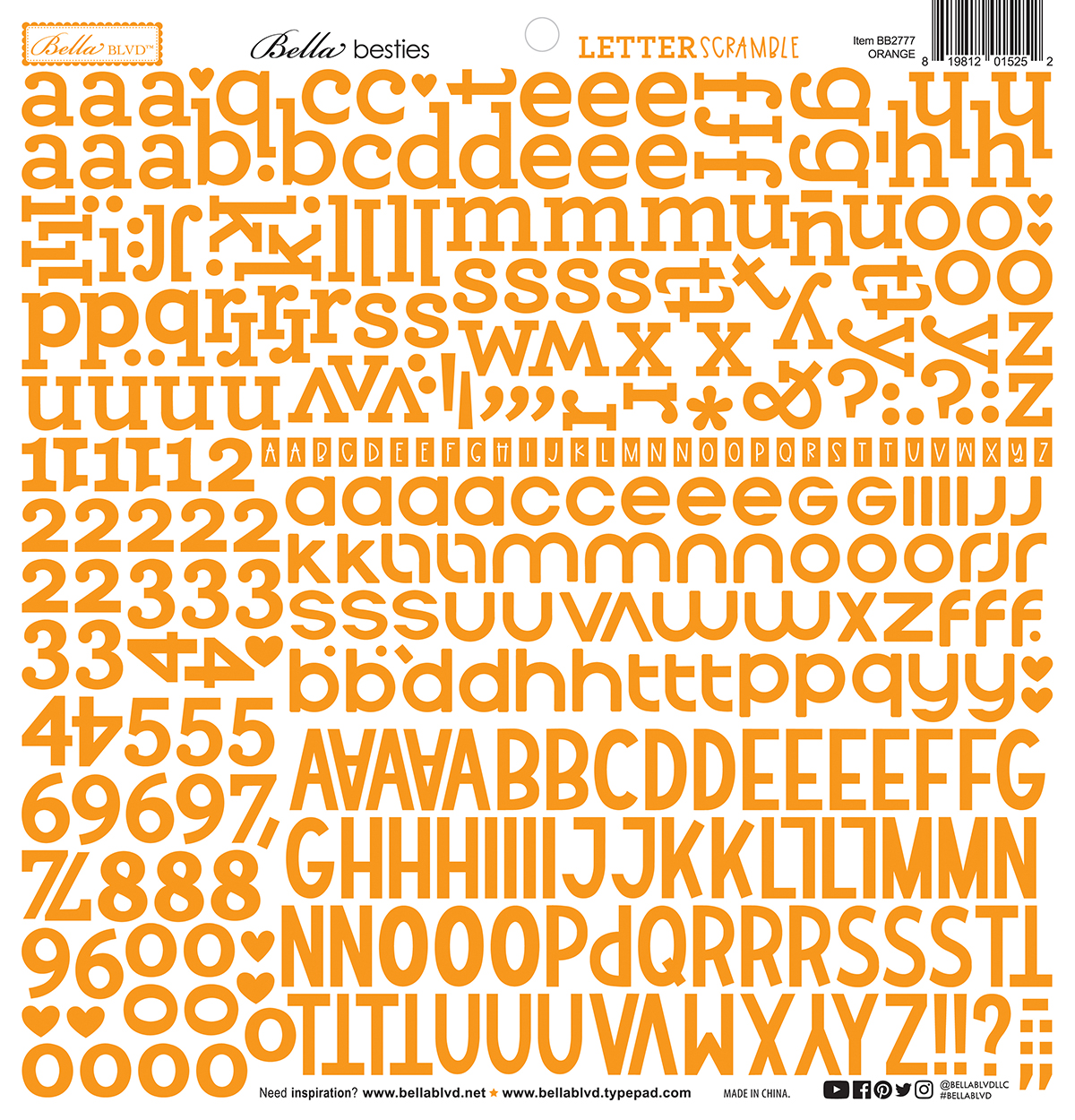 Bella Boulevard Letter Scramble Alpha Stickers Orange