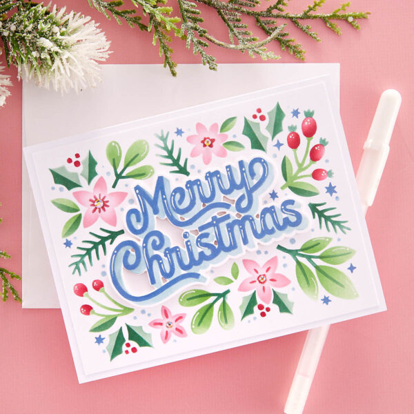 Spellbinders Layered Merry Christmas Foliage Stencil & Die Bundle