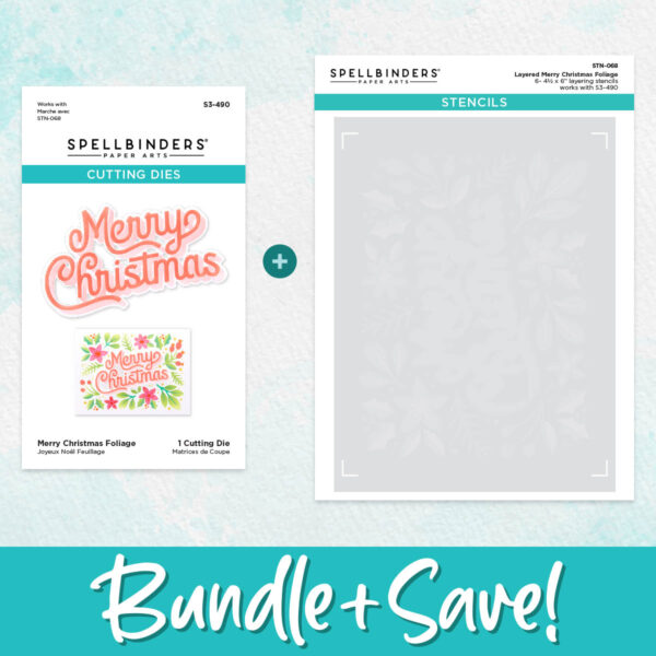 Spellbinders Layered Merry Christmas Foliage Stencil & Die Bundle