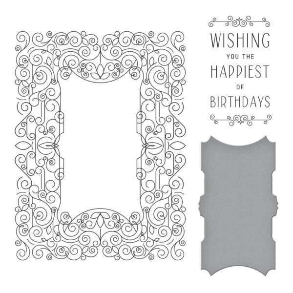 Spellbinders Betterpress Plate Swirl Birthday Frame