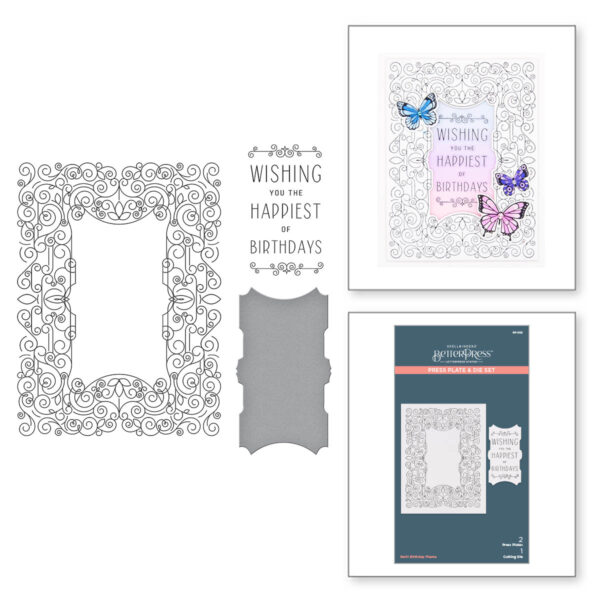 Spellbinders Betterpress Plate Swirl Birthday Frame