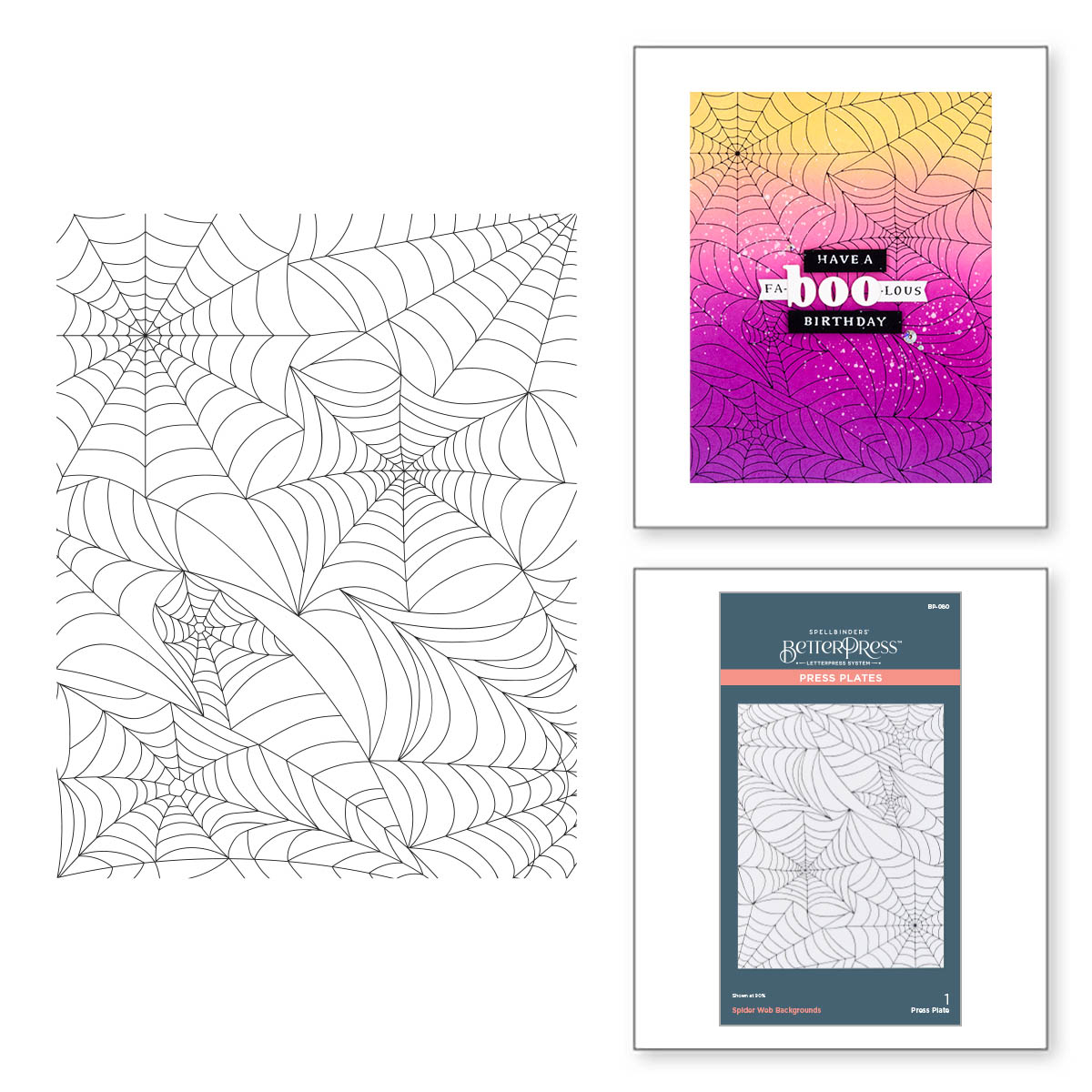 Spellbinders Betterpress Plate Spider Web Background