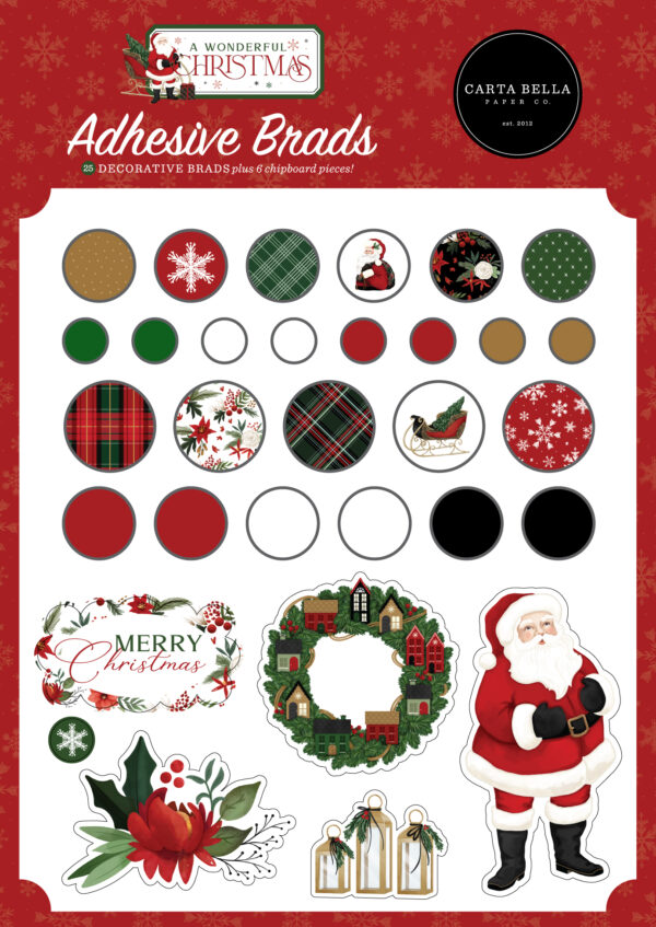 Carta Bella A Wonderful Christmas Adhesive Brads