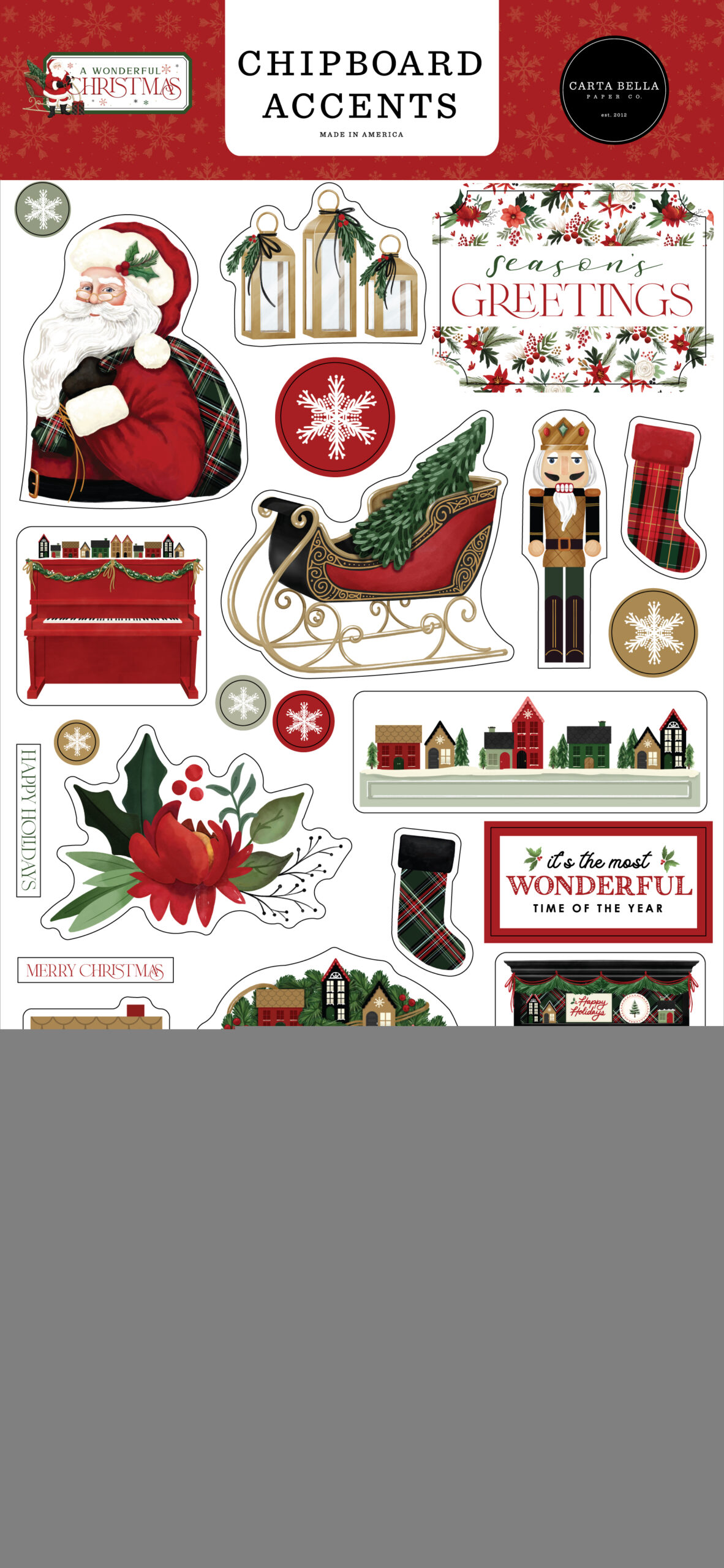 Carta Bella A Wonderful Christmas 6X13 Chipboard Accents