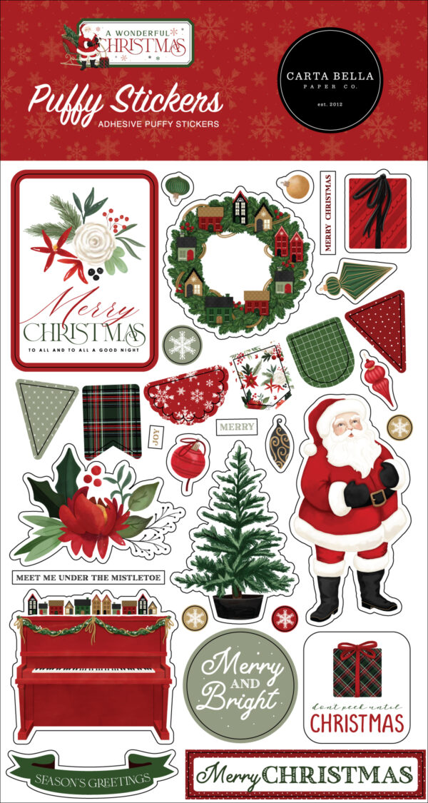 Carta Bella A Wonderful Christmas Puffy Stickers