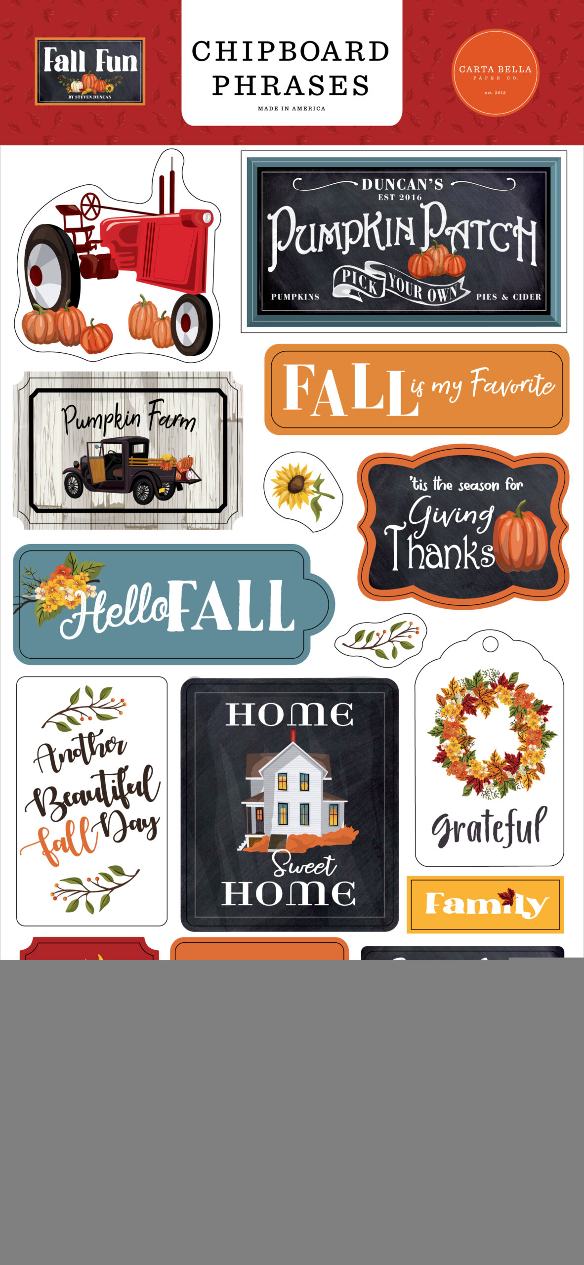 Carta Bella Fall Fun 6X13 Chipboard Phrases