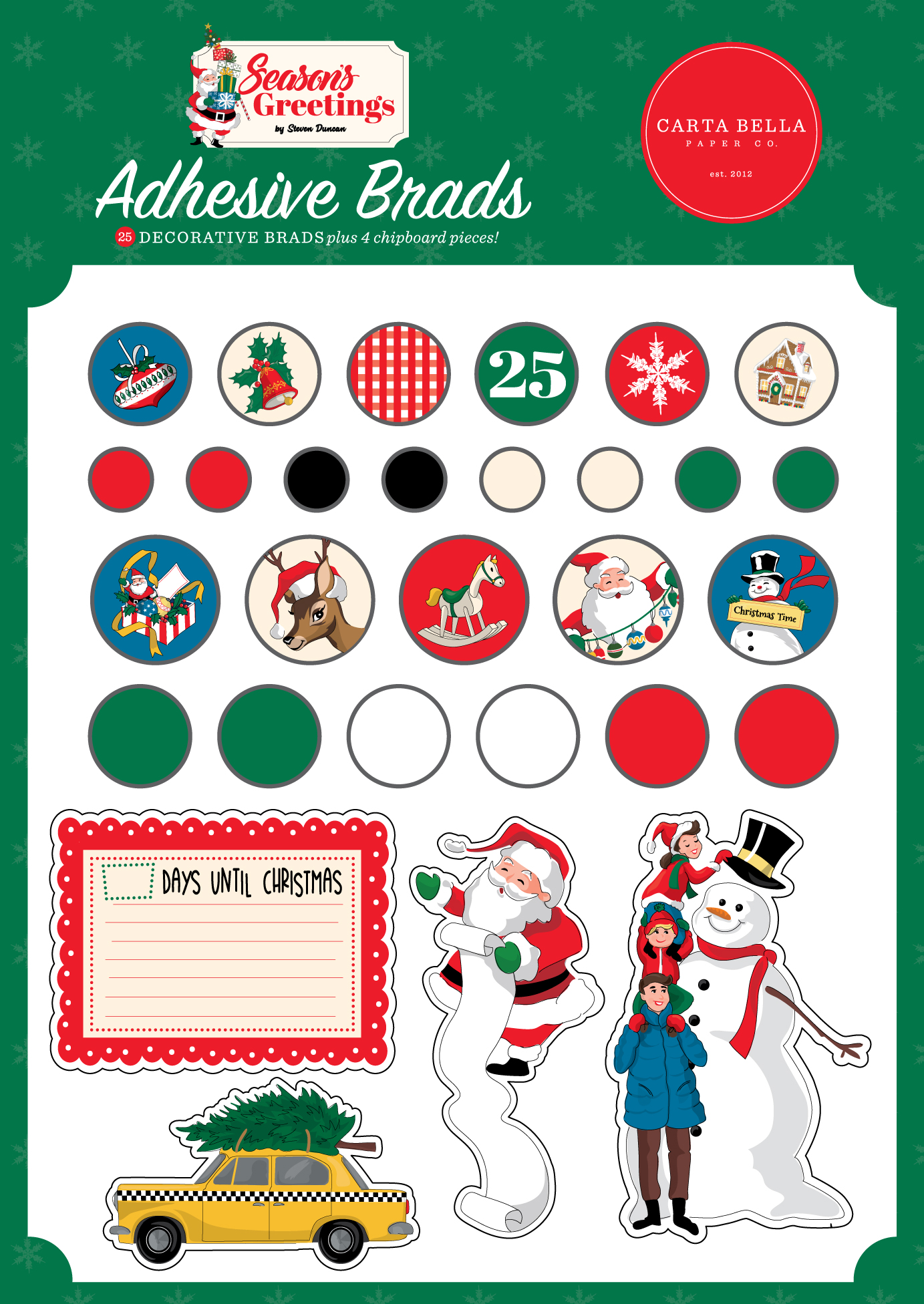 Carta Bella Season's Greetings Adhesive Brads