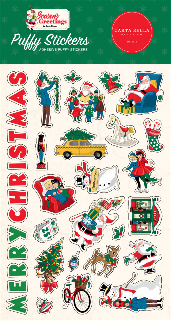 Carta Bella Season's Greetings Puffy Stickers