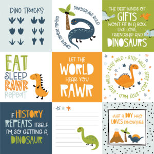 Echo Park Dino-mite 12X12 4X4 Journaling Cards