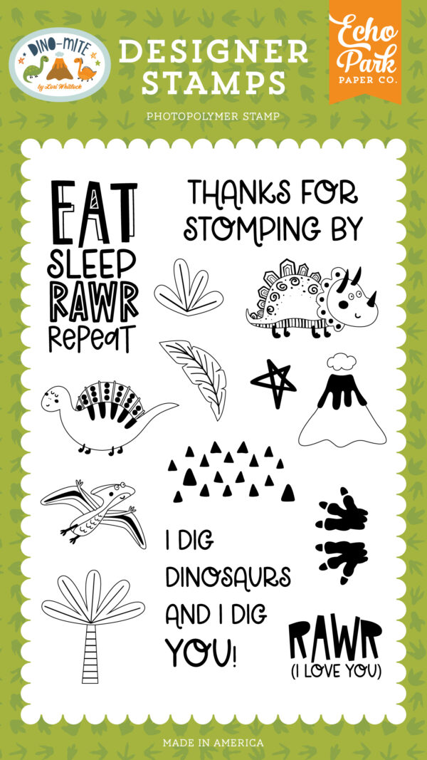 Echo Park Eat Sleep Rawr Stamp Set