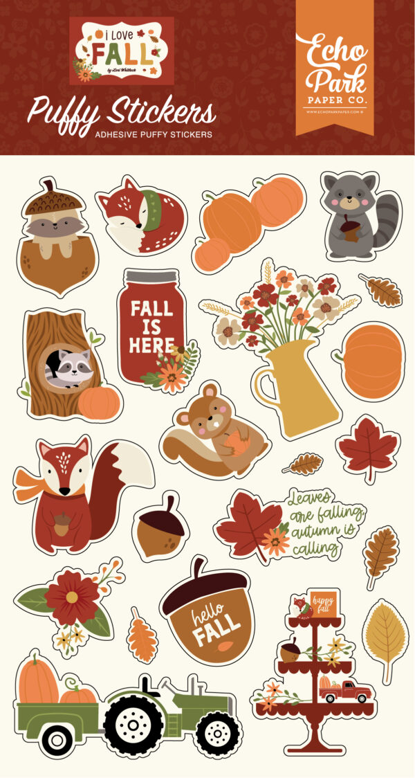 Echo Park I Love Fall I Love Fall Puffy Stickers