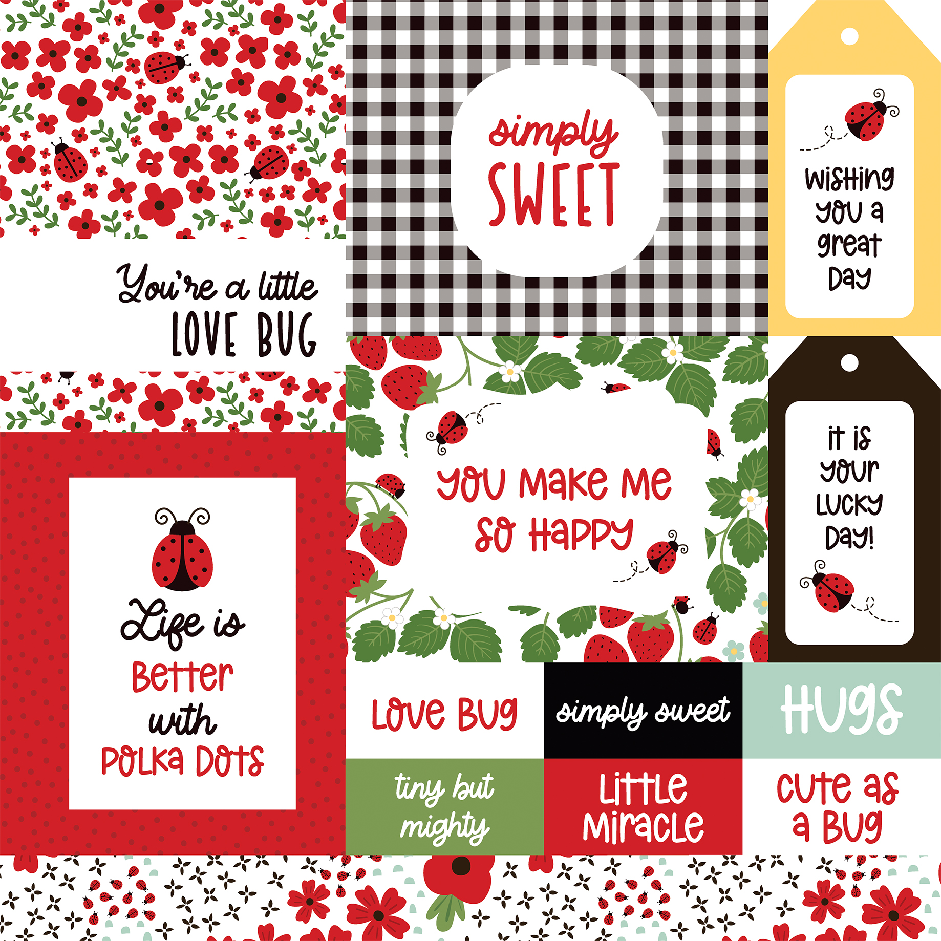 Echo Park Little Ladybug 12X12 Multi Journaling Cards