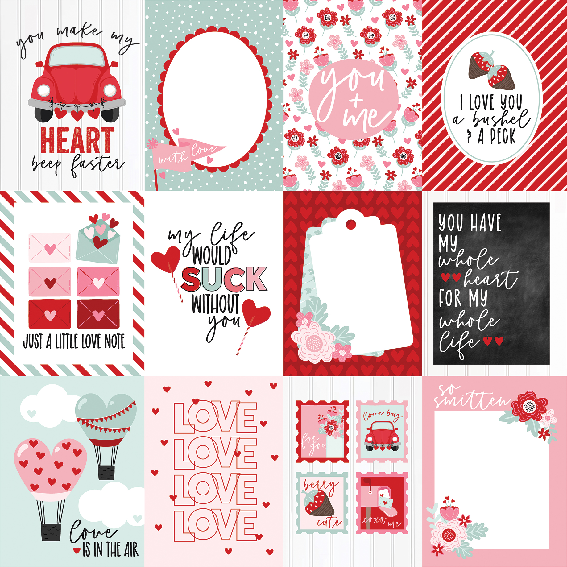 Echo Park Love Notes 12X12 3X4 Journaling Cards
