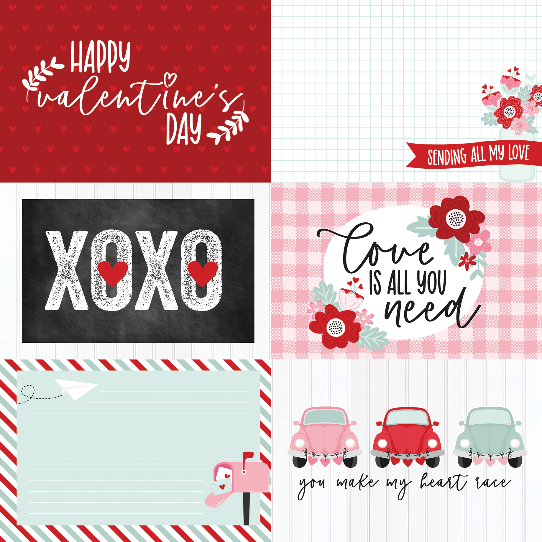 Echo Park Love Notes 12X12 6X4 Journaling Cards