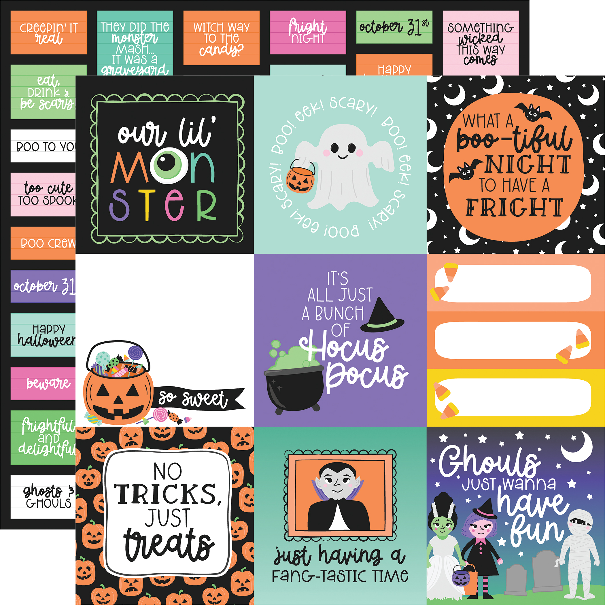 Echo Park Monster Mash 12X12 4X4 Journaling Cards - Scrapbook Super Station