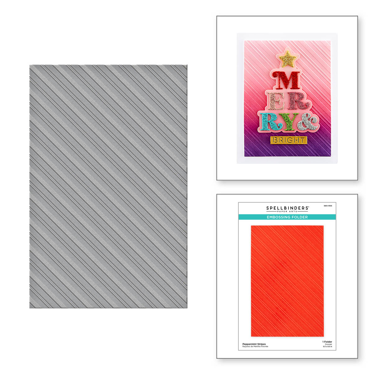 Spellbbinders Peppermint Stripes Embossing Folder From the Merry & Bright Collection