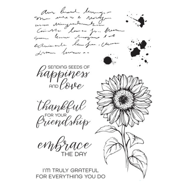 Spellbbinders Sunflower Greetings Clear Stamp Set From the Serenade of Autumn Collection