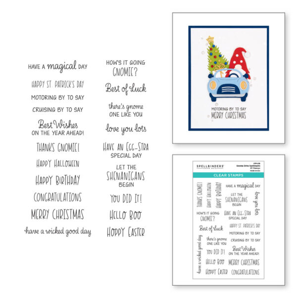 Spellbinders Stamp Gnome Drive Sentiment