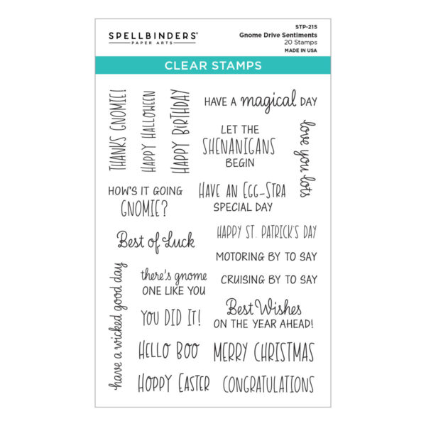 Spellbinders Stamp Gnome Drive Sentiment