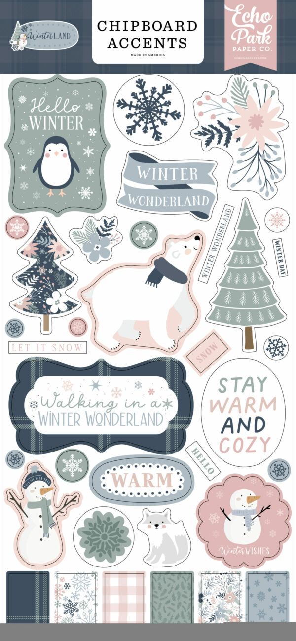 Echo Park Winterland 6X13 Chipboard Accents