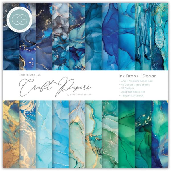 CRAFT CONSORTIUM CRAFT PAPER 6X6 INK DROP OCEAN