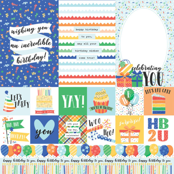 Echo Park Make A Wish Birthday Boy 12X12 Multi Journaling Cards