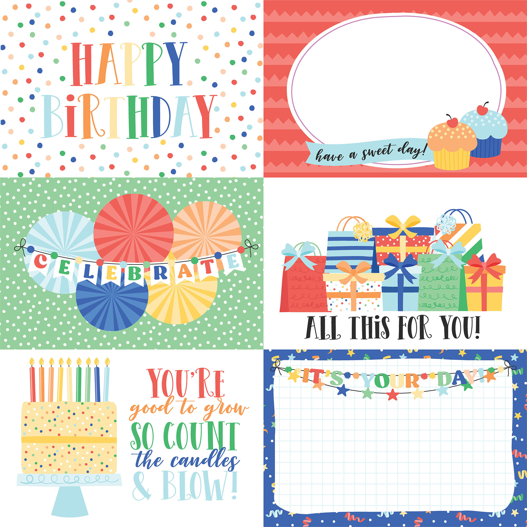 Echo Park Make A Wish Birthday Boy 12X12 6X4 Journaling Cards