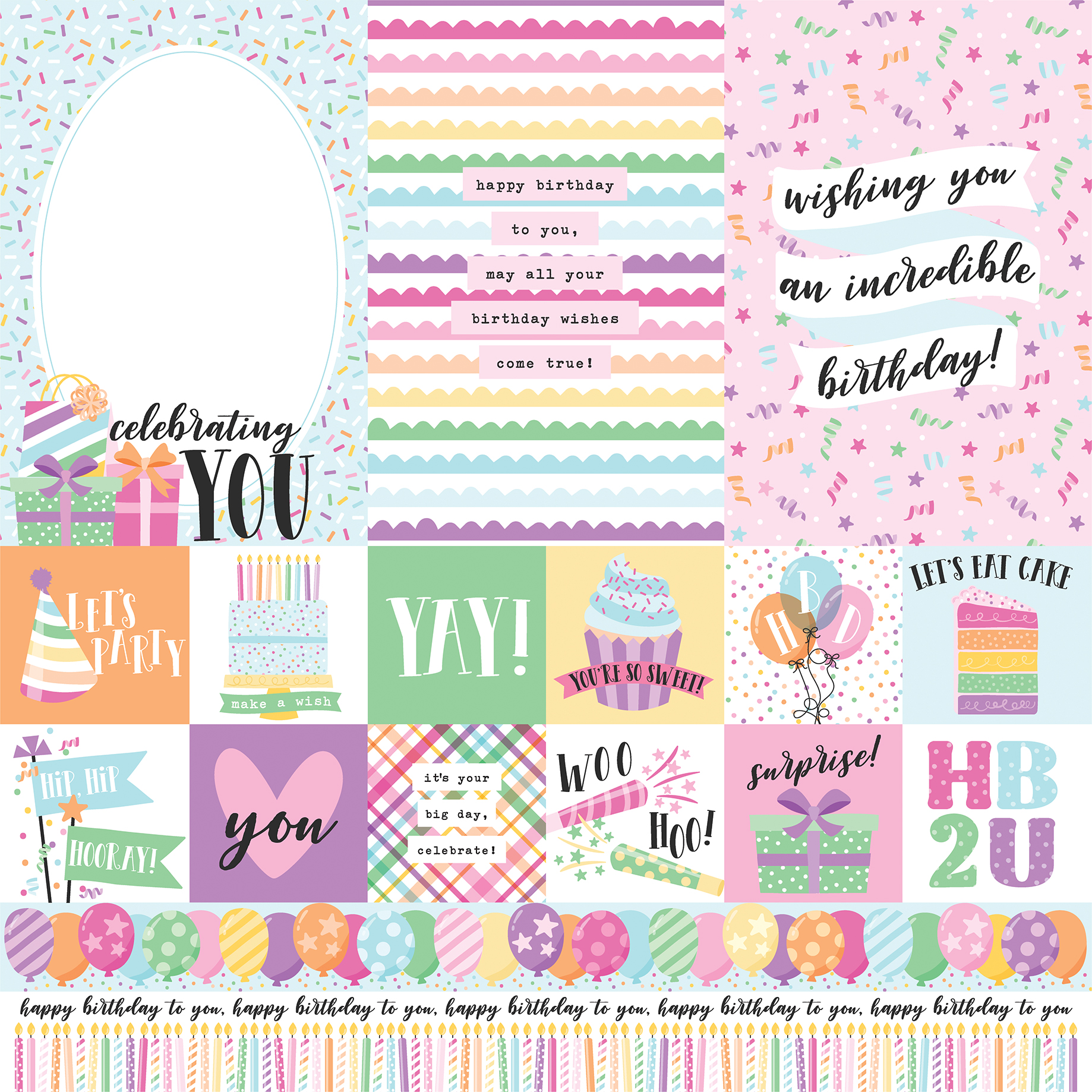 Echo Park Make A Wish Birthday Girl 12X12 Multi Journaling Cards