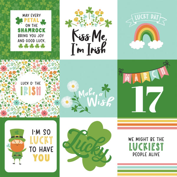 Echo Park Happy St. Patrick's Day 12X12 4X4 Journaling Cards