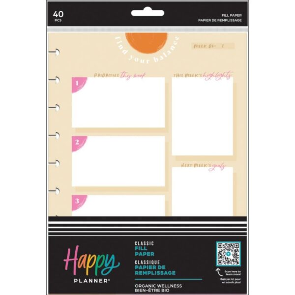 HAPPY PLANNER CLASSIC FILLER PAPER ORGANIC WELLNESS