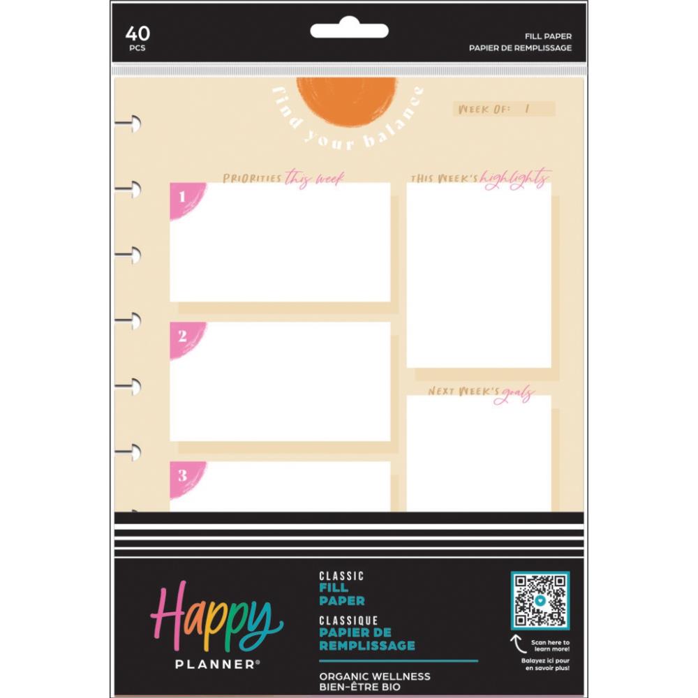 HAPPY PLANNER CLASSIC FILLER PAPER ORGANIC WELLNESS