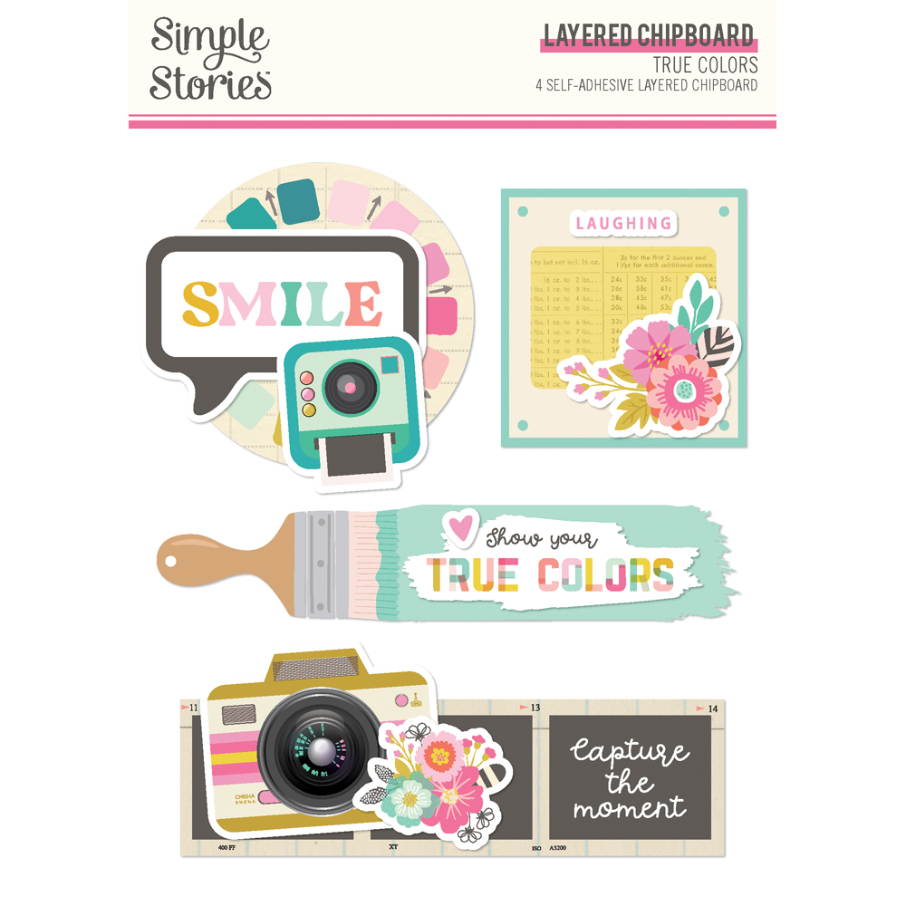 Simple Stories True Colors Layered Chipboard