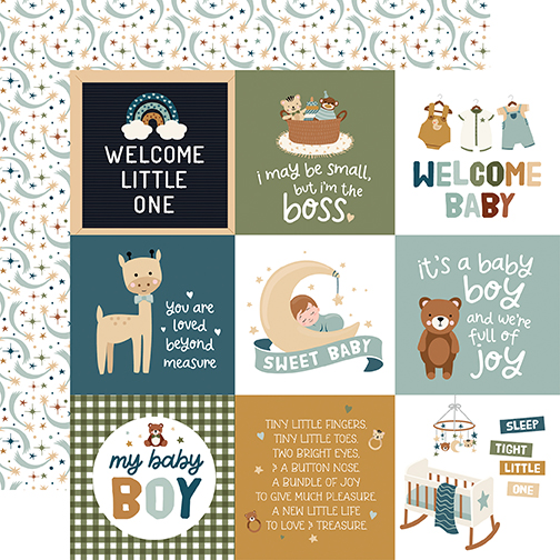 Echo Park Spec Delivery Baby Boy 12X12 4X4 Journaling Cards
