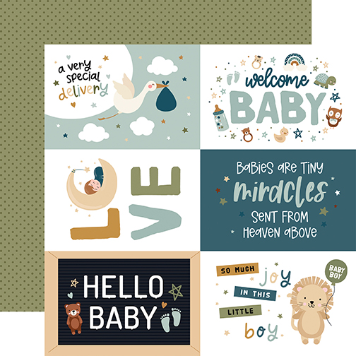 Echo Park Spec Delivery Baby Boy 12X12 6X4 Journaling Cards