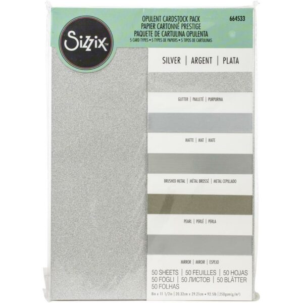 SIZZIX SURFACEZ OPULENT CARDSTOCK SILVER