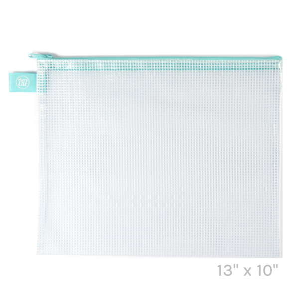 Avery Elle Aqua Large Zippered Vinyl Mesh Pouch