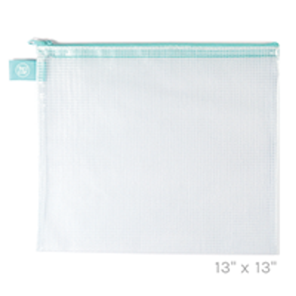 Avery Elle Aqua Extra Large Zippered Vinyl Mesh Pouch