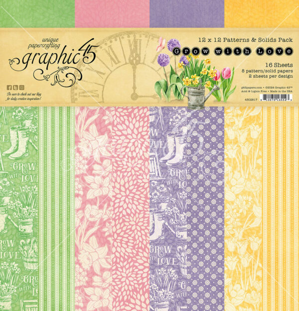 Graphic 45 Grow With Love 12X12 Patterns & Solids Pack