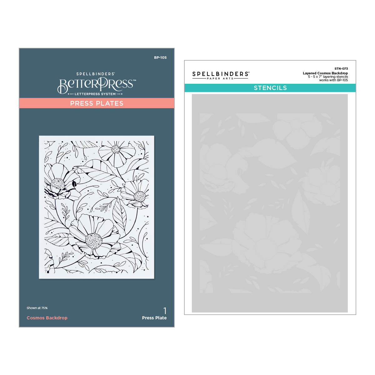 Spellbinders Cosmos Backdrop Betterpress and Stencil Bundle From the Pressed Posies Collection