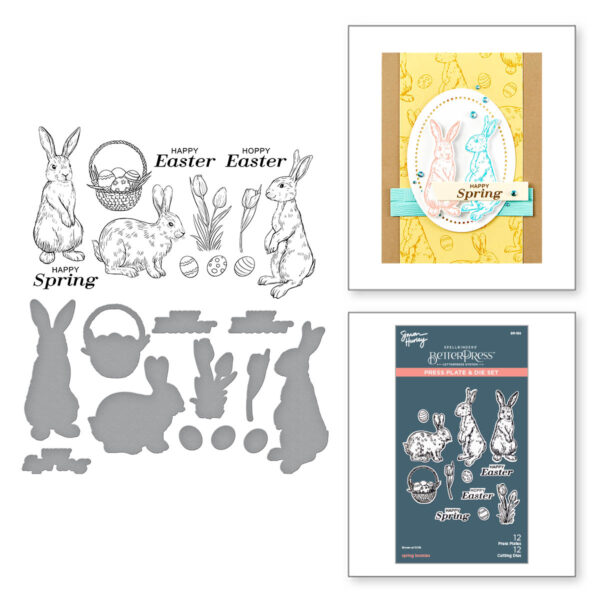 Spellbinders Spring Bunnies Press Plate & Die Set From the Spring Sampler Collection By Simon Hurley