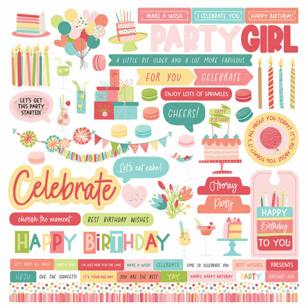 Photo Play Birthday Sparkle 12X12 Element Sticker