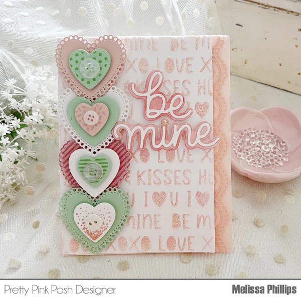 PRETTY PINK POSH STENCIL VALENTINE WORDS