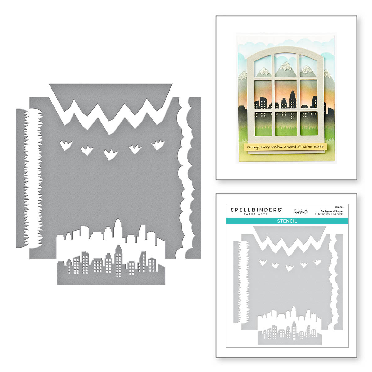 Spellbinders Background Scapes Stencils From the Windows With A View Collection By Tina Smith