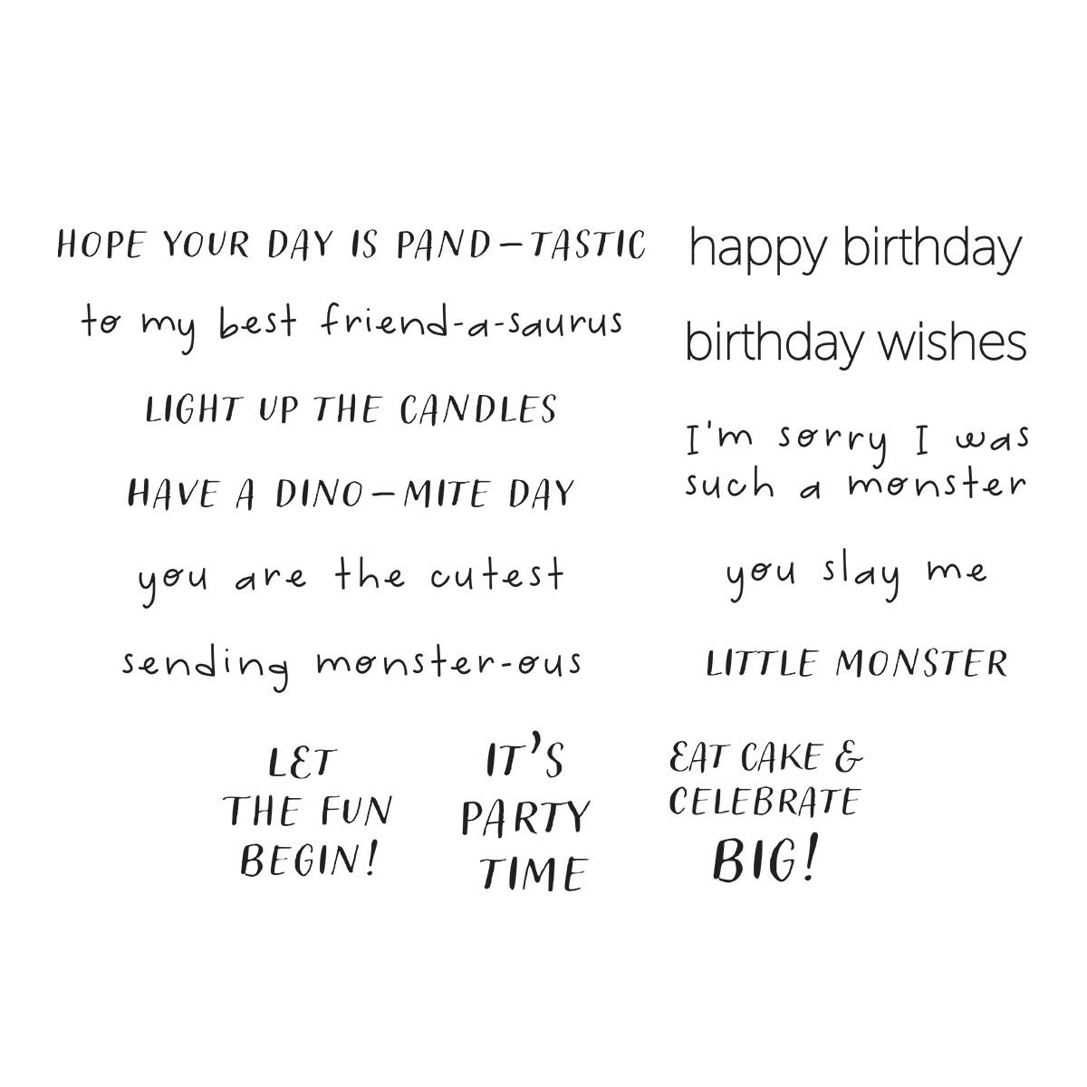 Spellbinders Monster Birthday Sentiments Clear Stamp Set From the Monster Birthday Collection